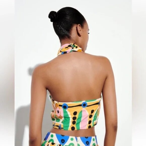 Zara Pop Art Printed Crop Halter Top S - Picture 2 of 15